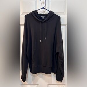 Athleta Womens Pullover Hoodie Kangaroo Pocket Black Long Sleeve Size XL Casual